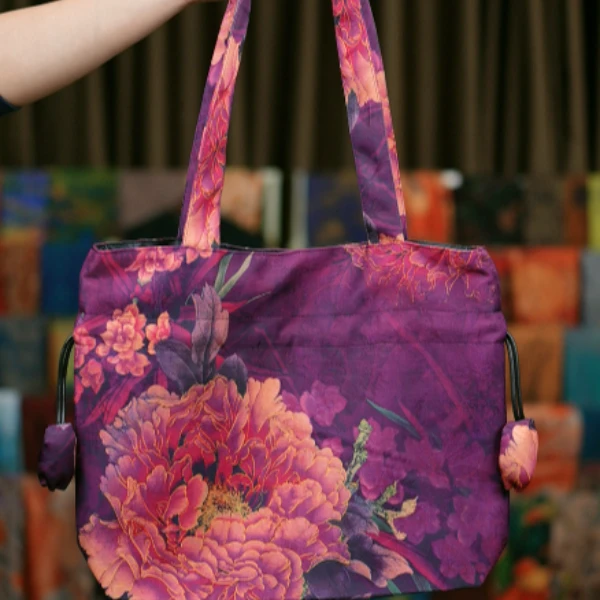 【繁花似锦 挎包】香云花萝包女大包抽绳设计手工花苞39*32单肩包