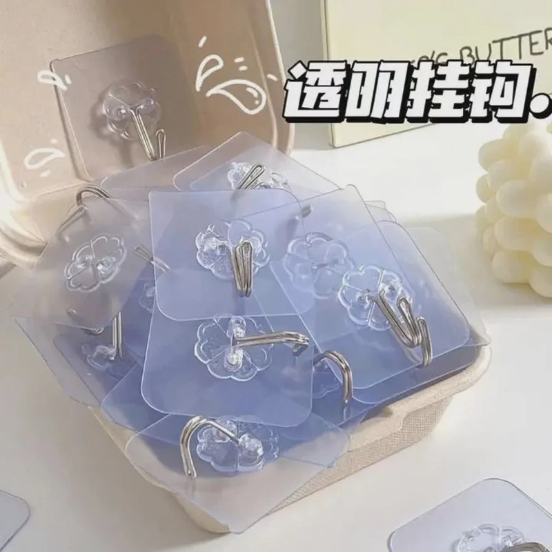 【30个装】透明无痕挂钩强力粘胶挂粘家用钩厨房防水收纳免钉挂钩