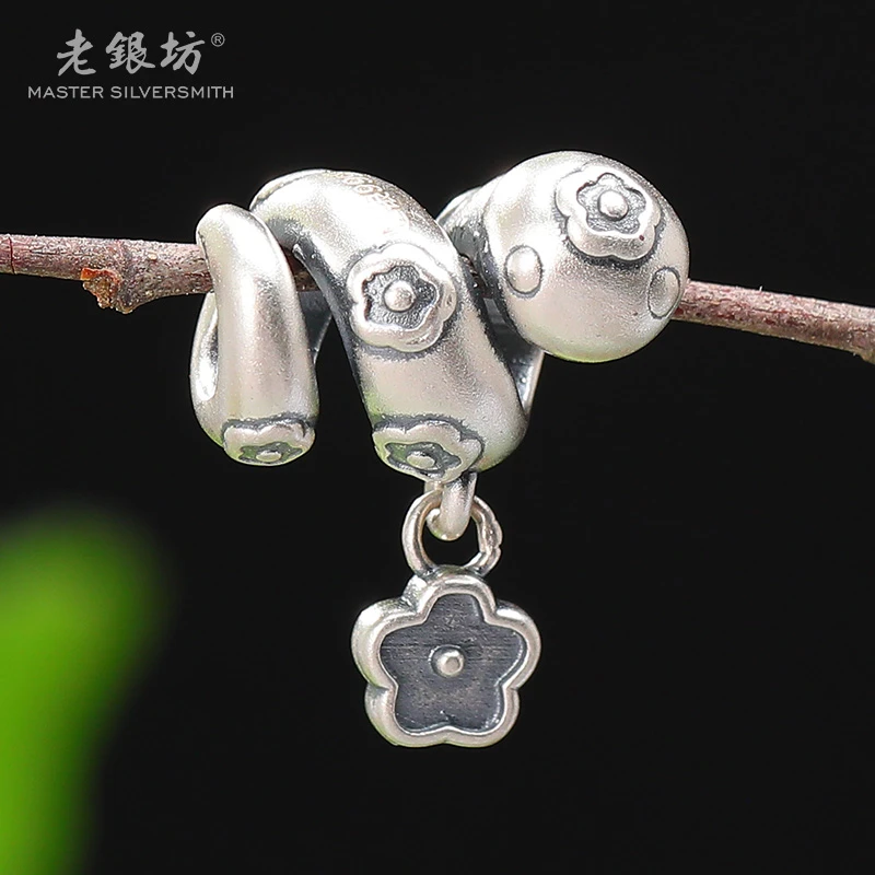 老银坊 吊坠足银 足银999灵蛇配件吊坠（给绳）250102