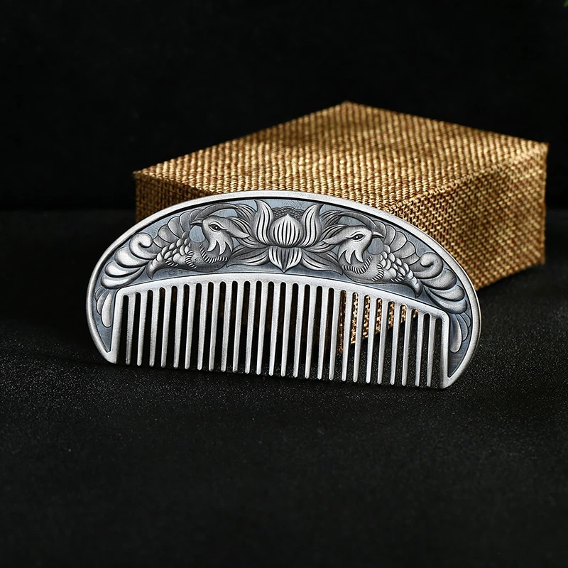 足银银制品 足银999鸳鸯心经足银梳子 18810200200