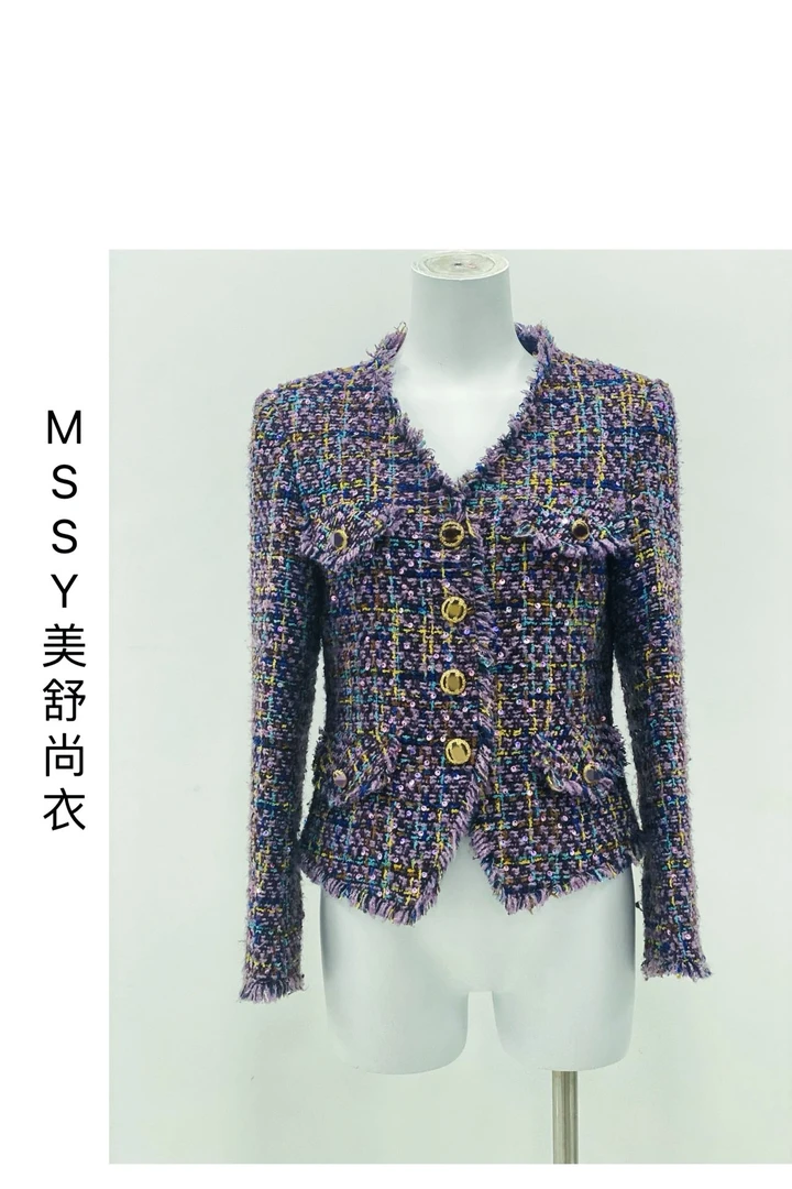 【紫气东来】MSSY美舒尚衣、上衣女外套春款女外套小香风紫色83031