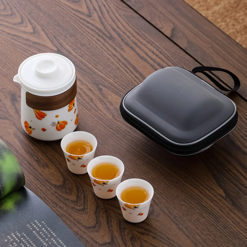 鹭城白瓷旅行茶具便捷小巧快速泡茶易清洁功夫茶具快客杯中式简约