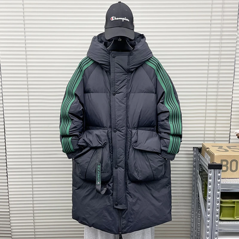 中长款羽绒服男青少年2023冬季新款高中学生抗寒加肥大码衣派克服