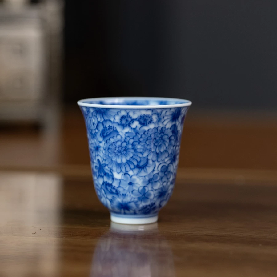 天下惟器柴窑青花万花闻香杯