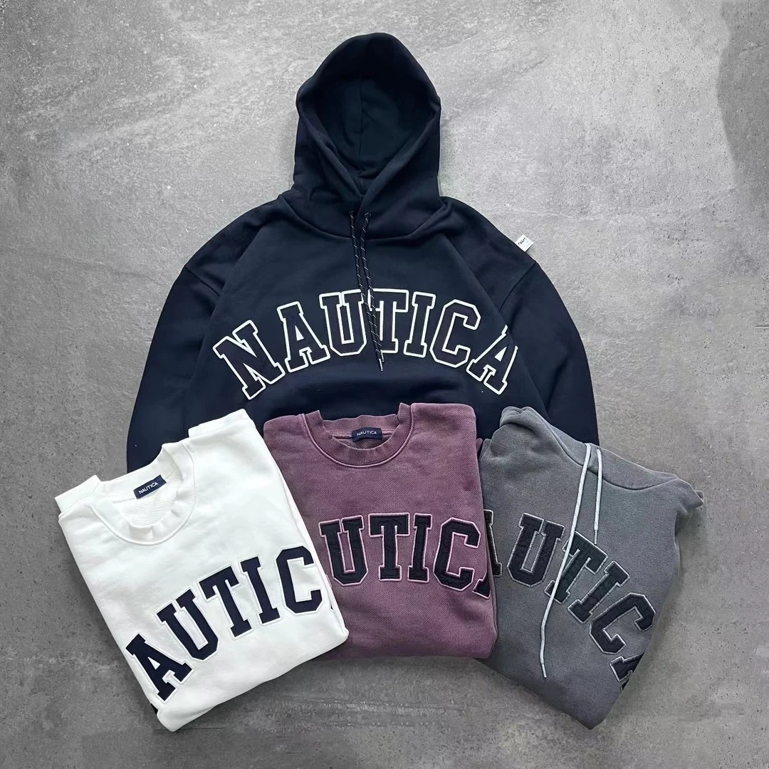 NAUTICA Arch Logo Sweat 长谷川日系连帽圆领卫衣帽衫宽松百搭