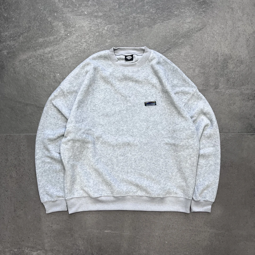 现货FREAKS STORE 日系纯色小标宽松保暖抓绒圆领套头衫 23aw