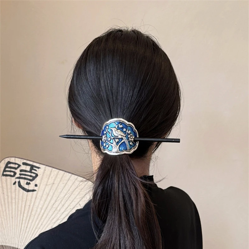 景泰蓝发簪女高级感复古气质小众设计新中式国风新款民族风发饰潮