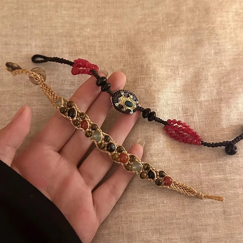 合金琉璃手链 手作中古vintage串珠手链民族风精致古着手绳手饰