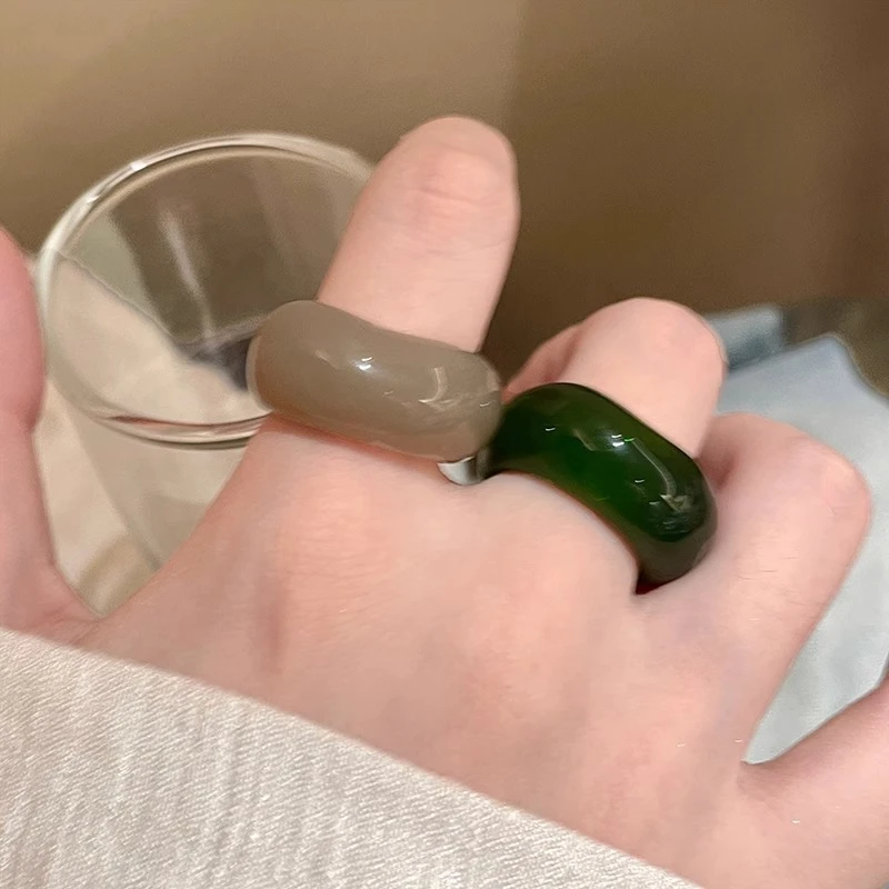 非金属树脂戒指 复古异形醋酸树脂戒指小众设计独特素圈食指戒环