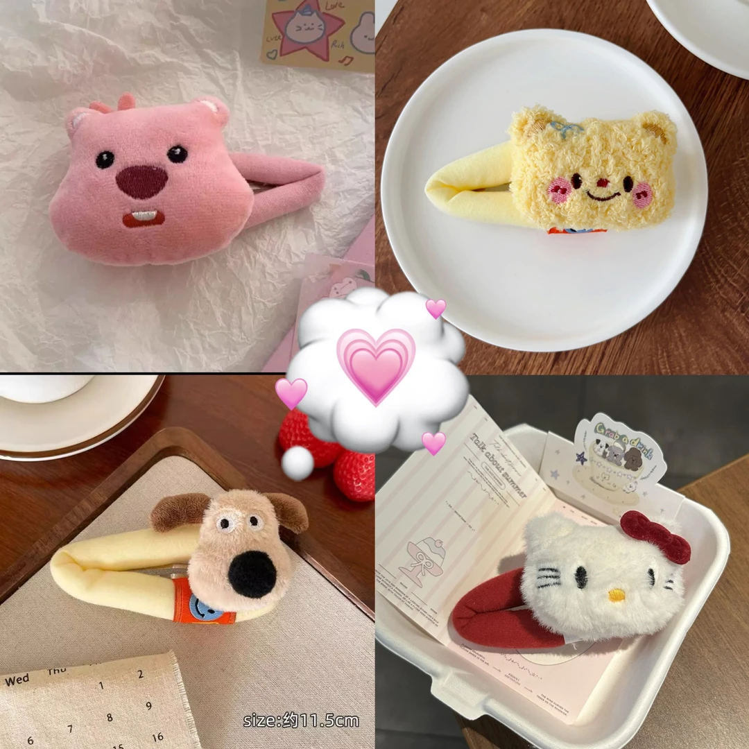 可爱红kt猫掰掰夹发圈毛绒玩偶掰掰夹蝴蝶结发夹少女BB夹刘海洗脸