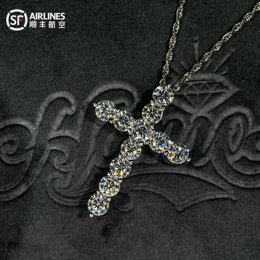 吊坠925银莫桑石 HOMIE 百搭款白D色十字架吊坠欧美经典时尚