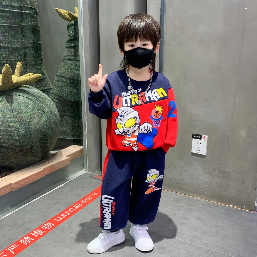 男童奥特曼套装秋款长袖洋气新款儿童卡通衣服小男孩春秋季两件套