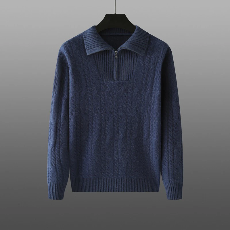 男士山羊绒大翻领毛衣针织衫保暖轻盈柔软毛衣卫衣保暖