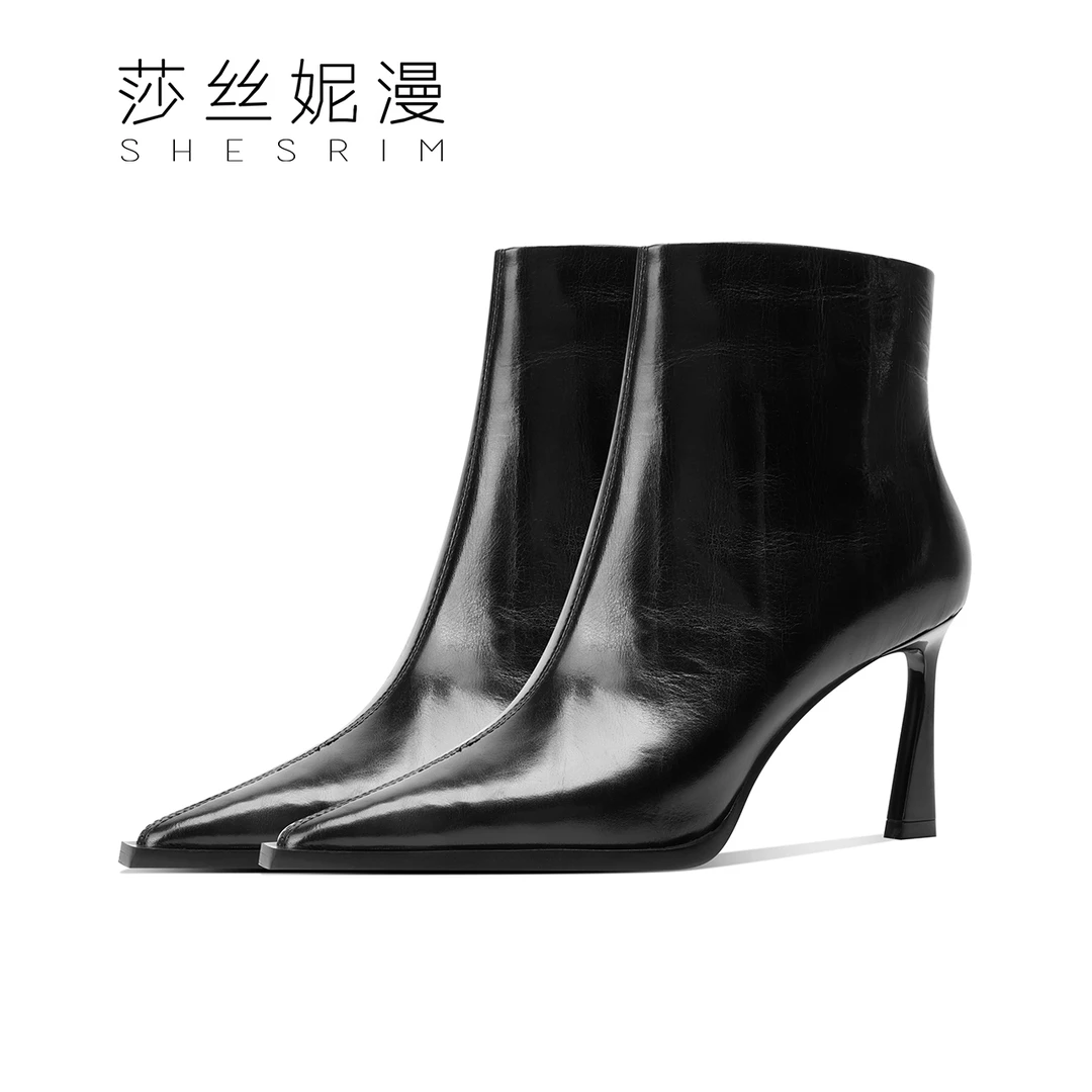 冬季女鞋马丁靴女新款女士皮鞋小短筒时尚高跟皮靴子气质