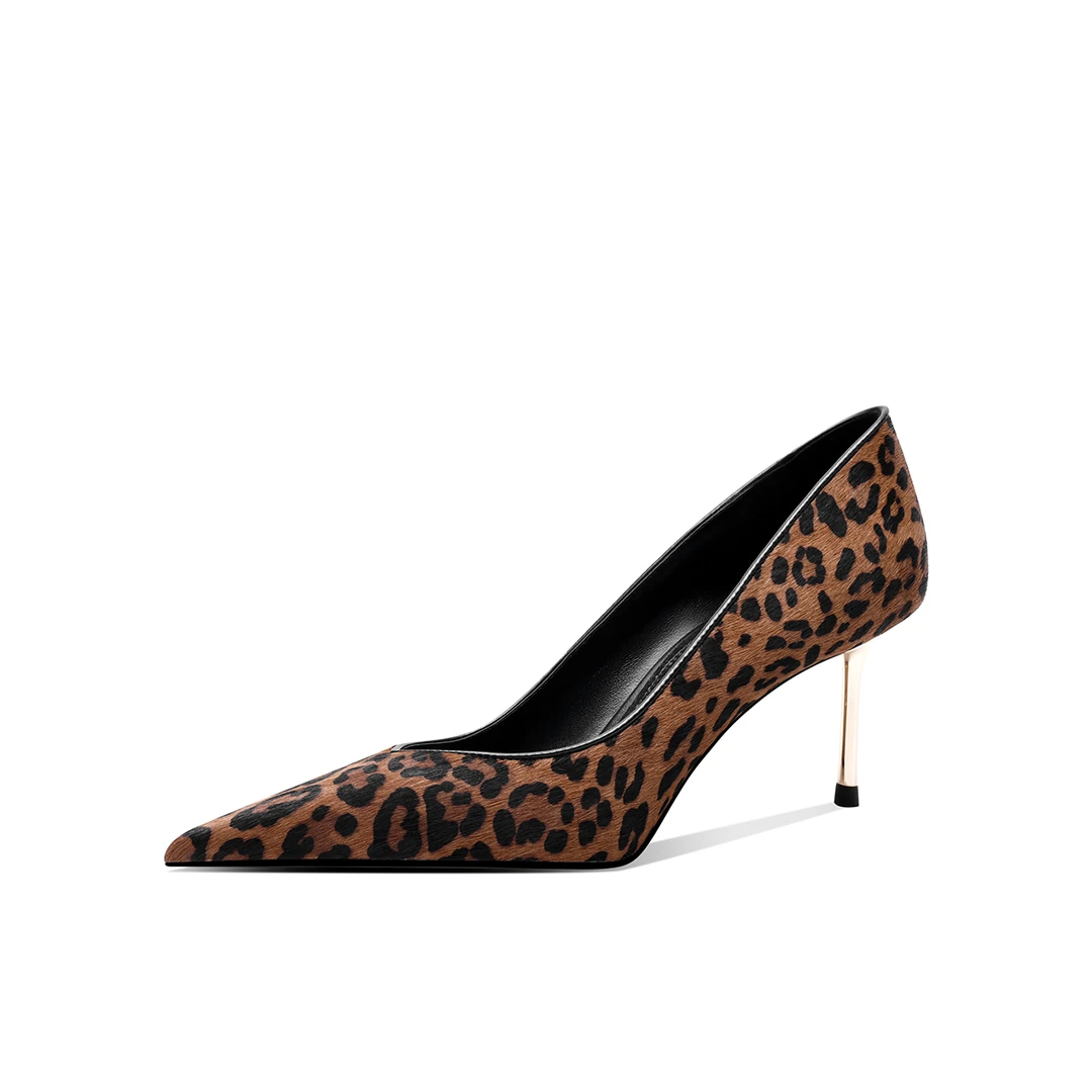 【豹纹系列】尖头细高跟女士浅口单鞋秋冬新款上新性感豹纹时装单鞋