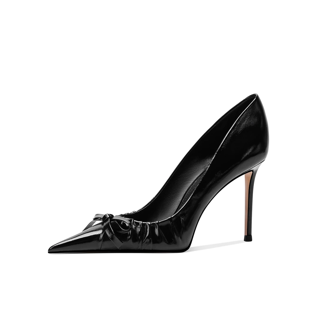 2024年夏季新款尖头高跟鞋时尚百搭气质通勤款里外全真皮舒适柔软