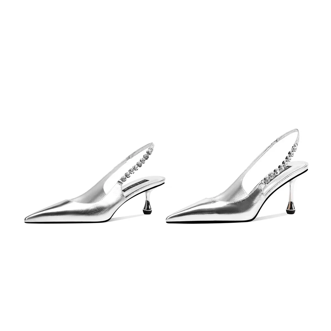 L09-2024夏款新时尚尖头细跟一字带时装女士凉鞋