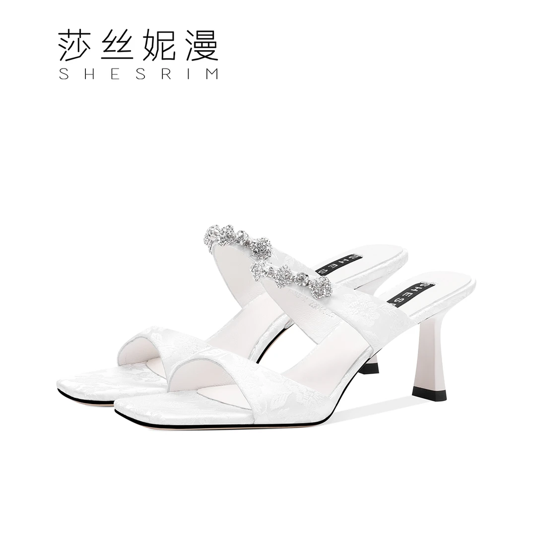 2024夏季上新时装凉拖带钻国风女士款气质魅惑黑色跟高6.5cm