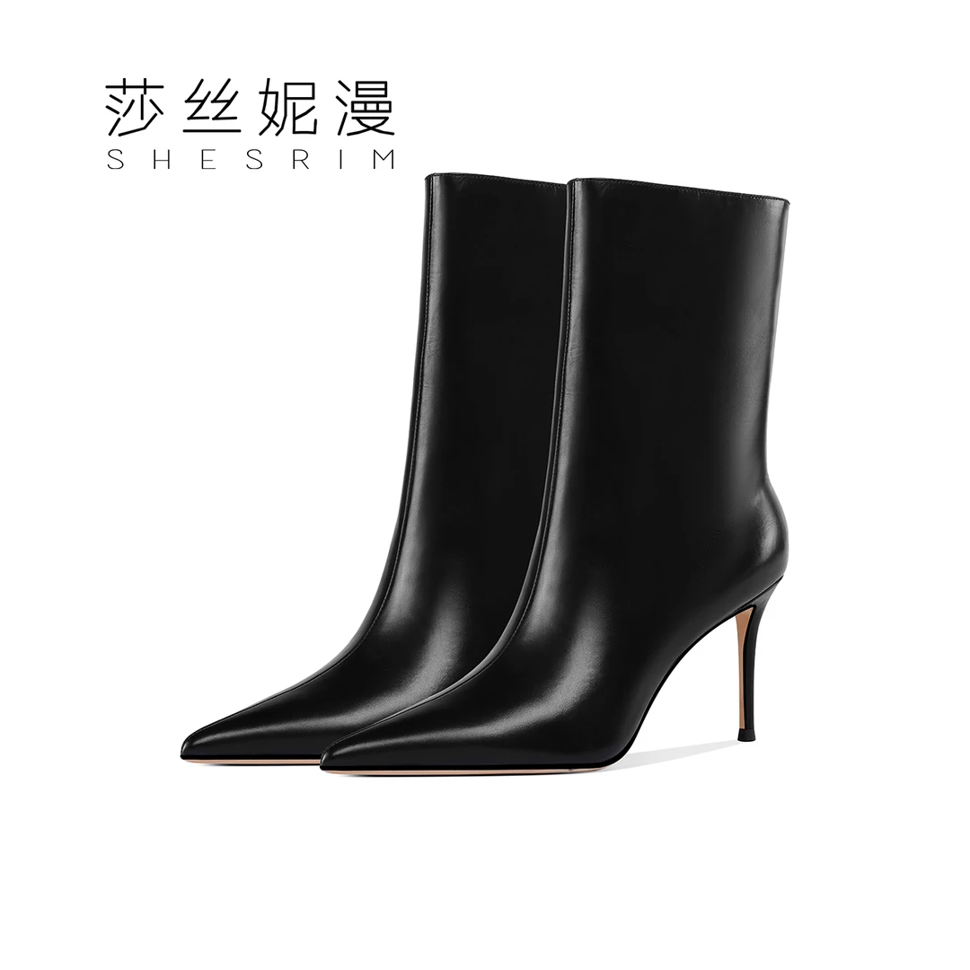 【设计师首发秋冬限定】尖头细跟时尚百搭真皮欧美风高跟靴