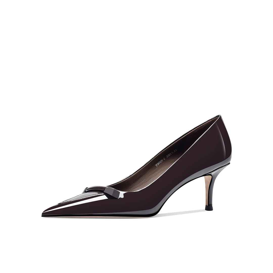 黑色通勤风浅口高跟鞋女士秋冬新款小低跟尖头细跟2024新款女单鞋