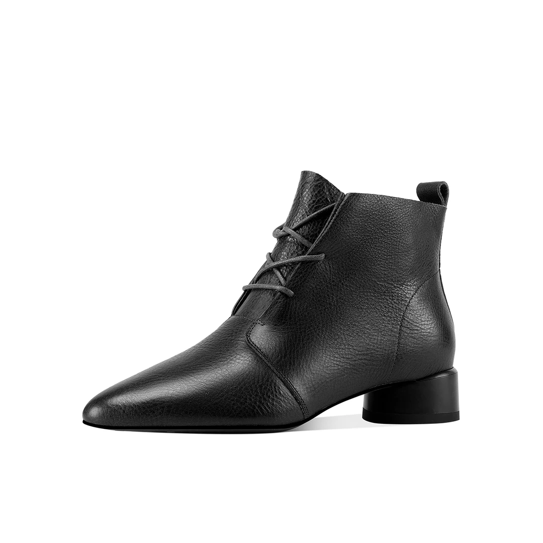 尖头粗跟时尚短靴女气质优雅靴