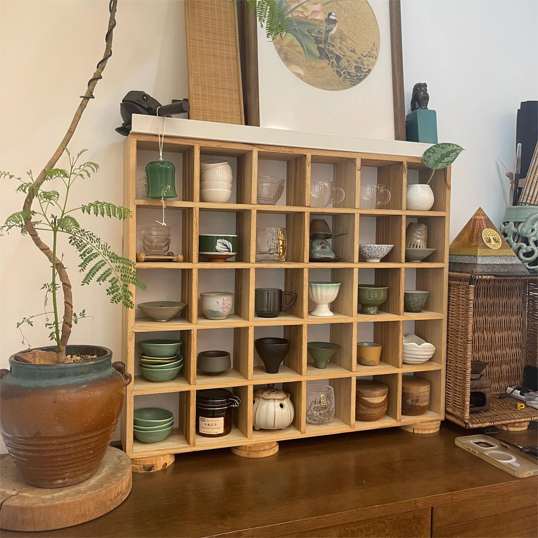 【西柚麻麻同款】杯架砂壶架实木多宝阁中式博古架茶具收纳展示架