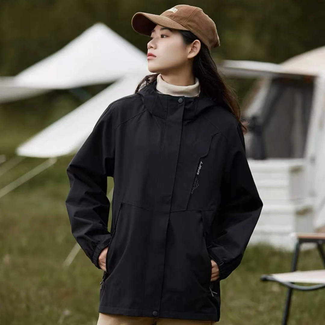 7593-女士1818款（黑色女士）三合一户外三防冲锋衣