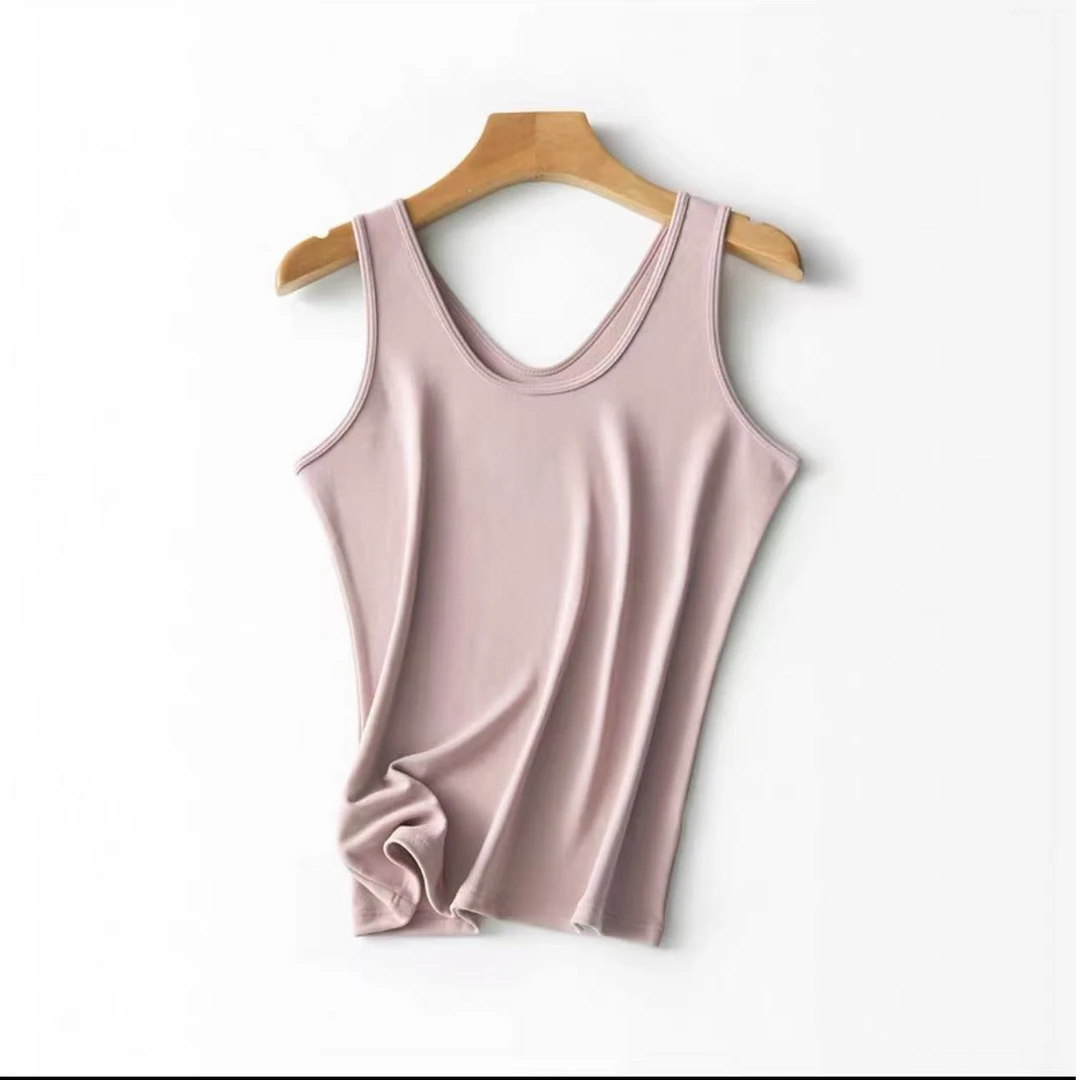 7583-三秒摩擦发热德绒背心（皮粉）