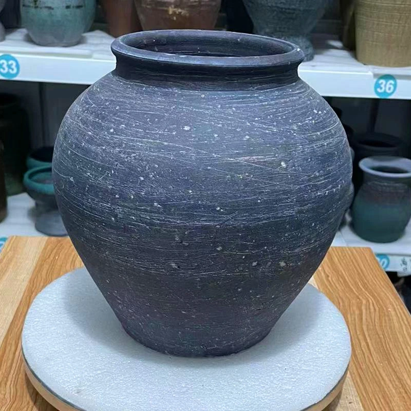 纯手工制作红陶花盆粗陶花盆摆件瀑布流水家居摆件装饰品通风透气