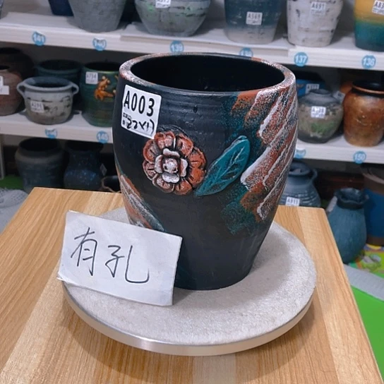 红陶手工制作工艺花盆