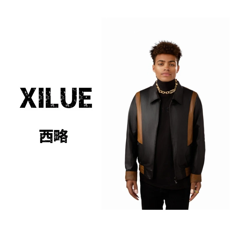 进口头层胎牛皮皮衣高档真皮男士皮衣修身春秋冬黑色休闲时尚秋季