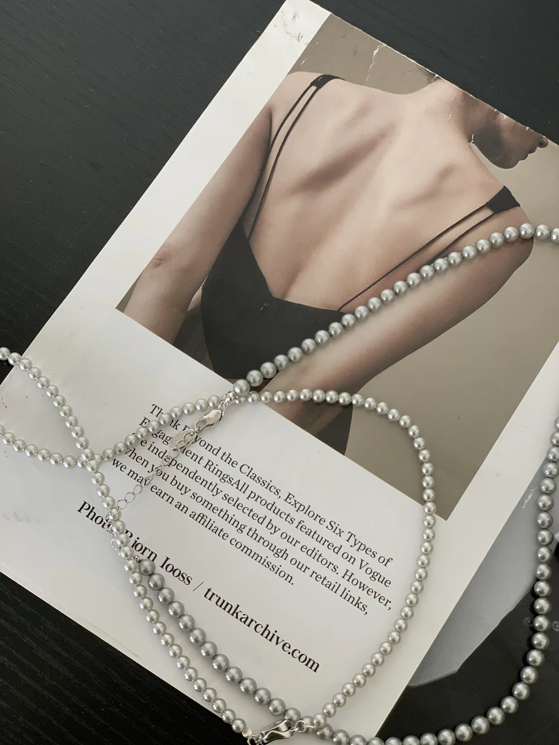 非金属仿珍珠项链 【朴大艺】薄暮灰法式高级感珠珠项链小众4051