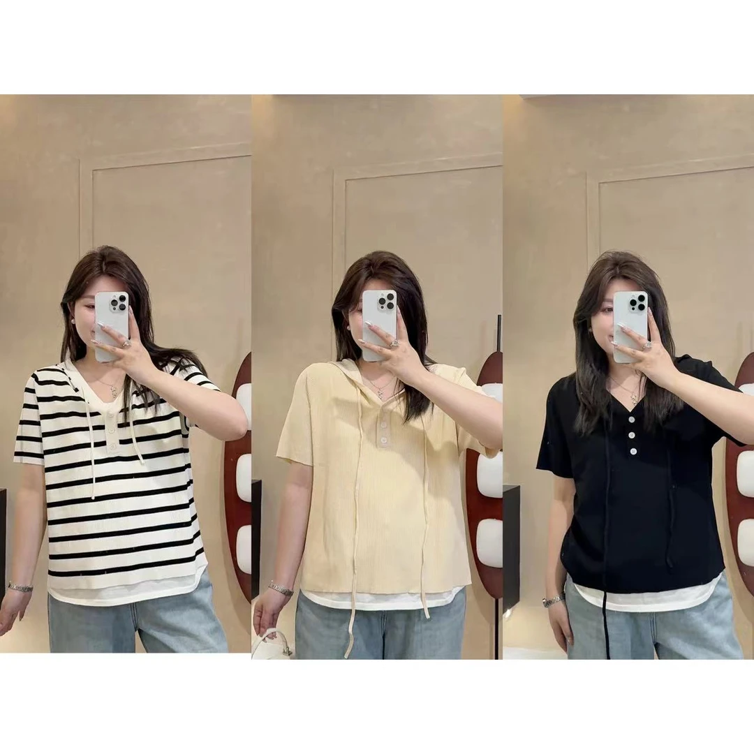 晶咕【夏日冰沙】冰麻连帽纽扣小上衣显瘦气质时尚休闲百搭夏季