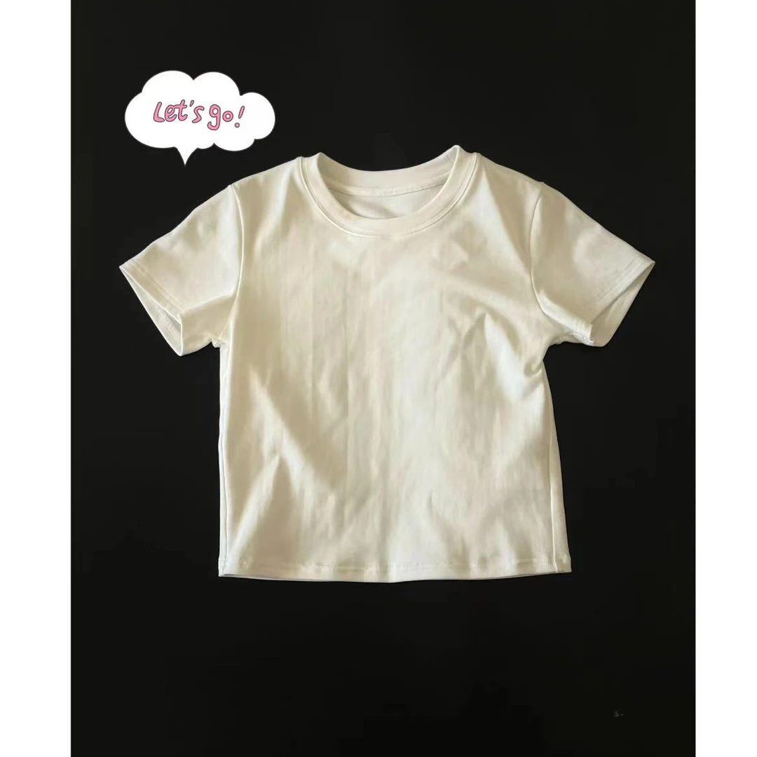 晶咕【内搭T】纯色圆领百搭短款女t恤透气修身上衣T恤春夏简约