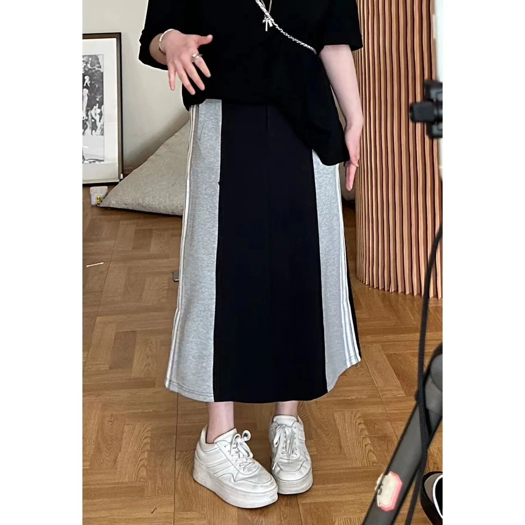 晶咕JGGU「小个子修容裙夏季显瘦直筒」时尚运动拼接A字半身裙