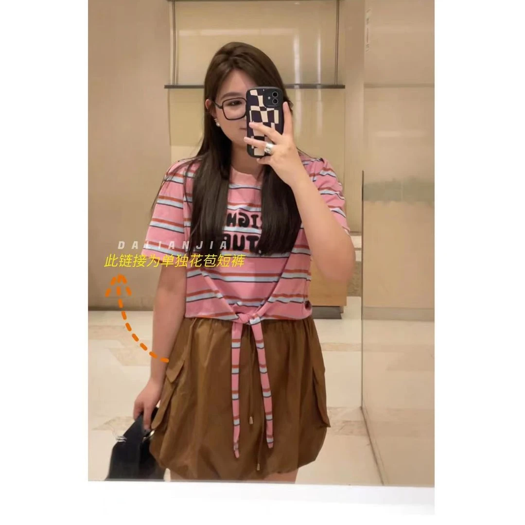 晶咕JGGU【花苞裤】系带松紧腰蓬蓬短裤显瘦运动时尚休闲夏季复古