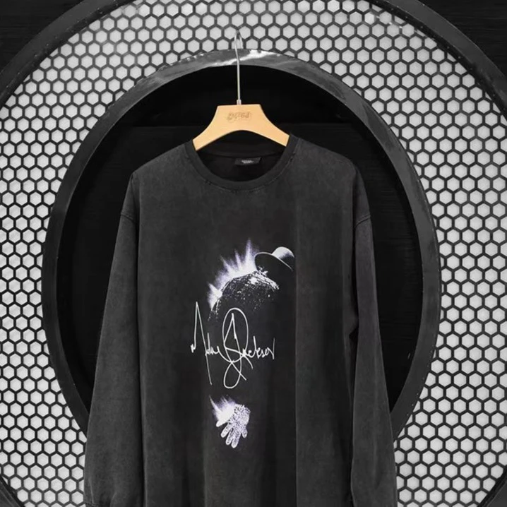 M26D MJ-King of pop时尚长袖T恤黑色高街户外宽松重磅