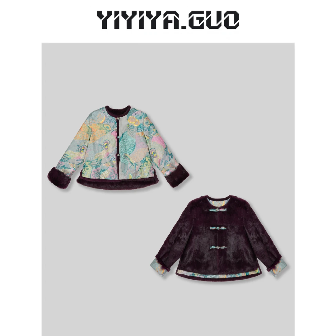 yiyiya.Guo艺艺吖【百鸟朝凤】新中式中国风双面穿圆领外套20242652