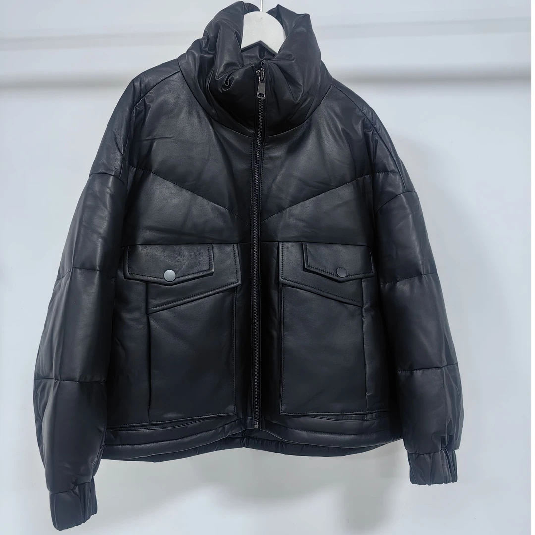 乐见2024新款冬季短款女式皮鹅绒服时尚保暖24016