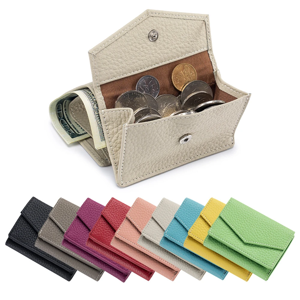 新款钱包女款高级感真皮短款三折钱夹ins日式迷你多卡位卡包