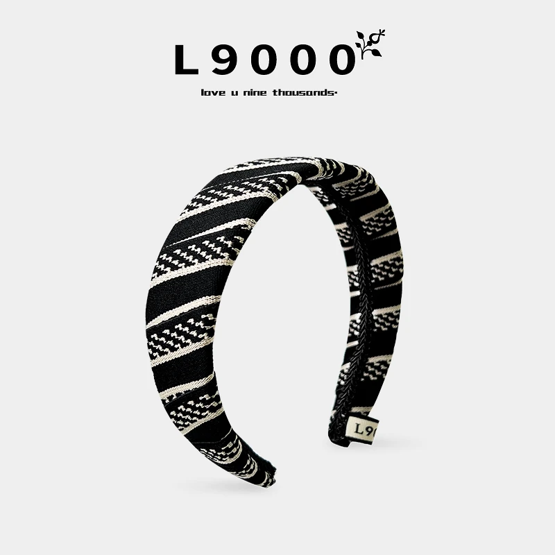 L9000/空格设计条纹小香风发箍法式针织绑带发饰氛围公主宽边头饰