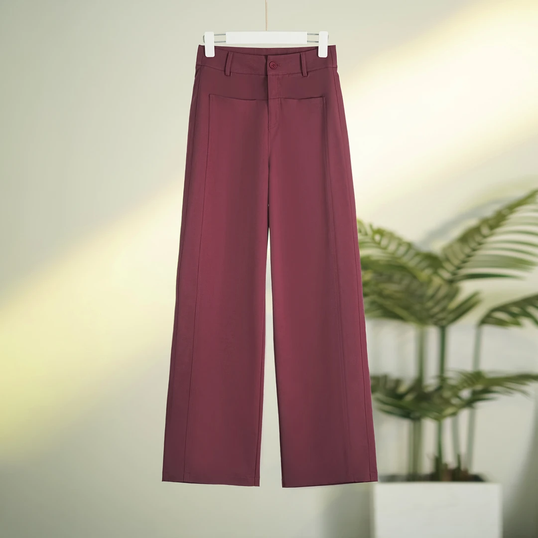 【新款热卖】法式设计感高腰气质百搭直筒裤BQ4462 裤长102-104.5