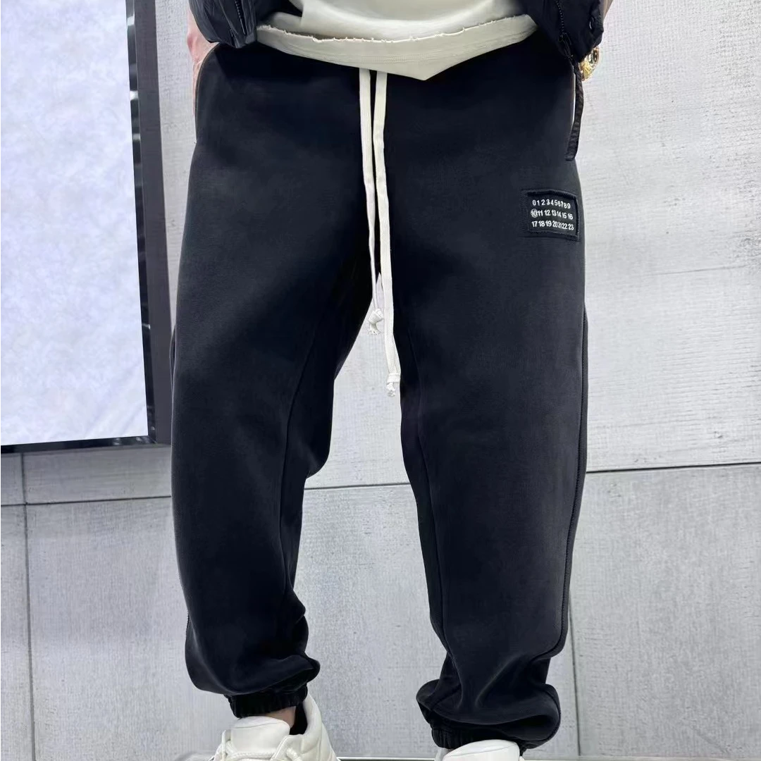 秋季新款高智淡人风时尚潮流百搭刺绣加厚卫裤宽松休闲舒适长裤