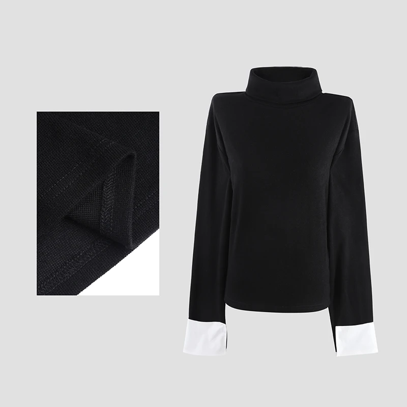 「南法立冬」秋冬高领百搭拼接西装打底修身上衣HBZC641182nnassa