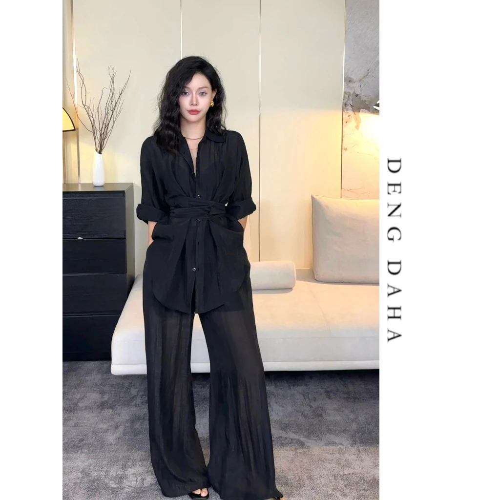 「浪漫腔调」2024新款设计感长袖慵懒风衬衫套装 HBZC641050 nnassa