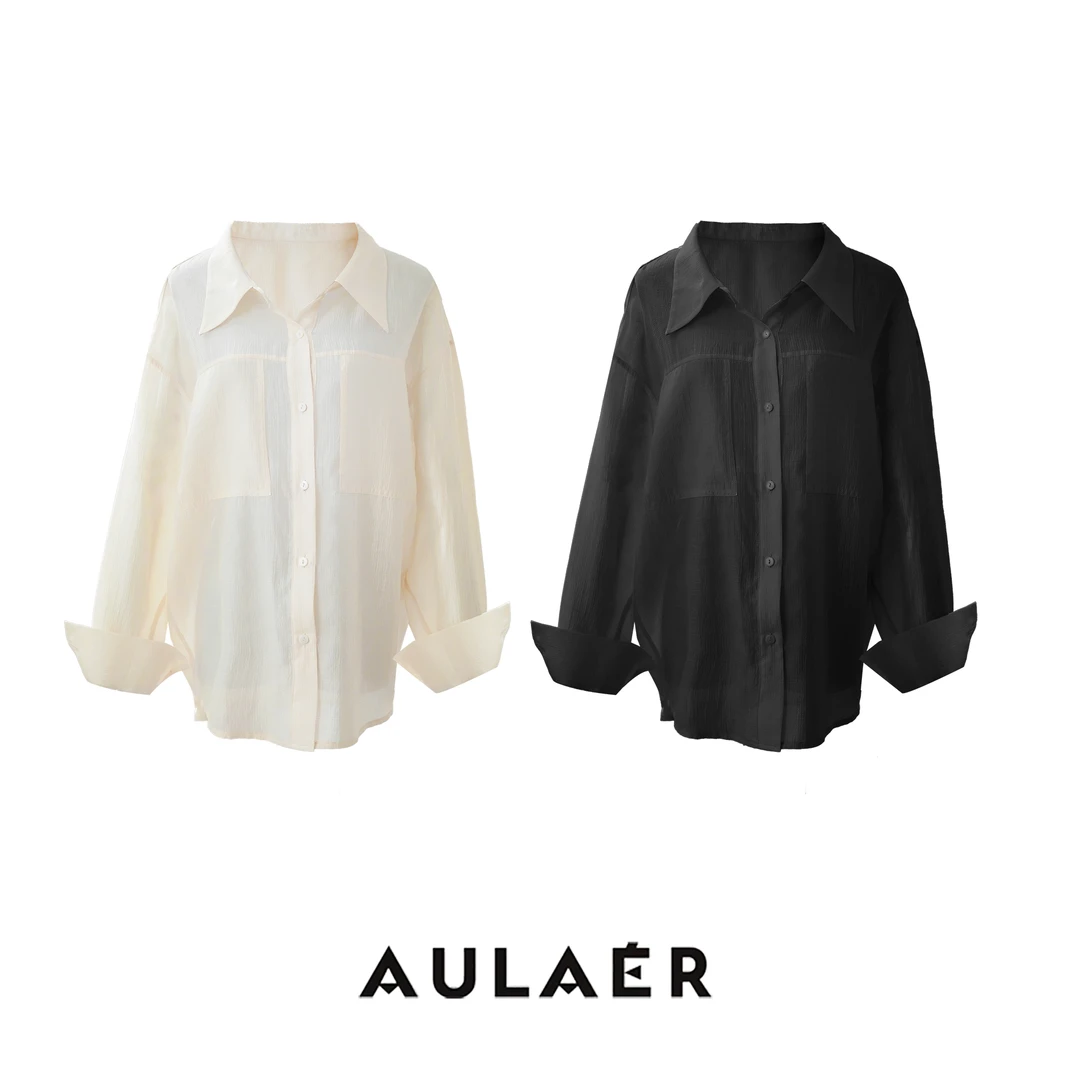 AULAER【可可专属】 设计感莱赛尔轻薄气质衬衫ALE451121