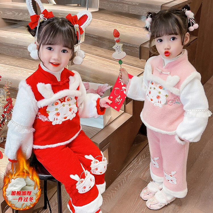 女宝宝年服唐装儿童中国风年服套装2024新款幼儿园宝宝元女童女孩