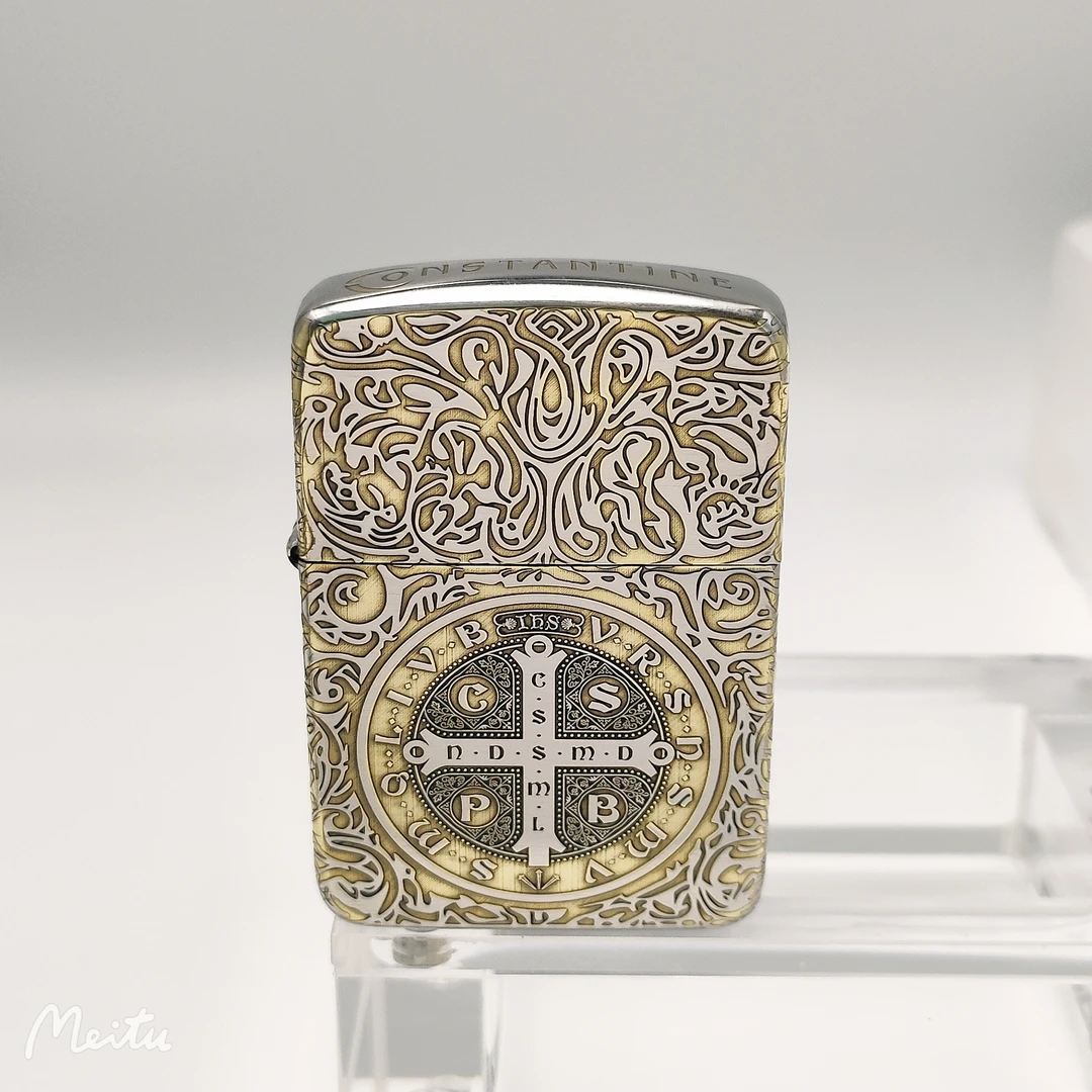 ZIPPO打火机DIY 康斯坦丁纯铜镀铬双色1941 打火机 银色 DY9913DK