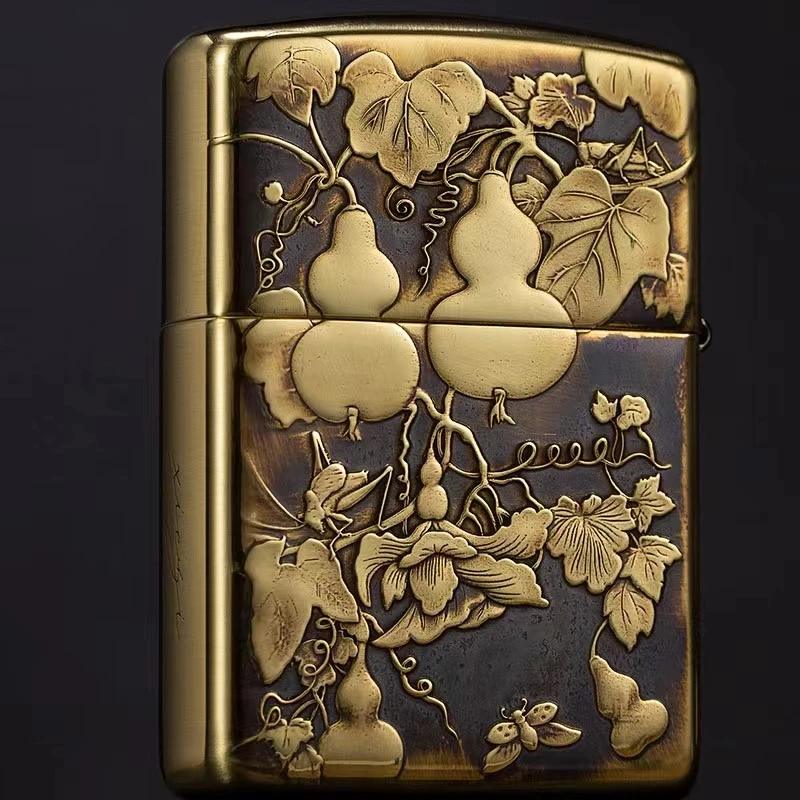 ZIPPO 打火机 DIY五福葫芦纯铜盔甲  防风立体DY9912FD