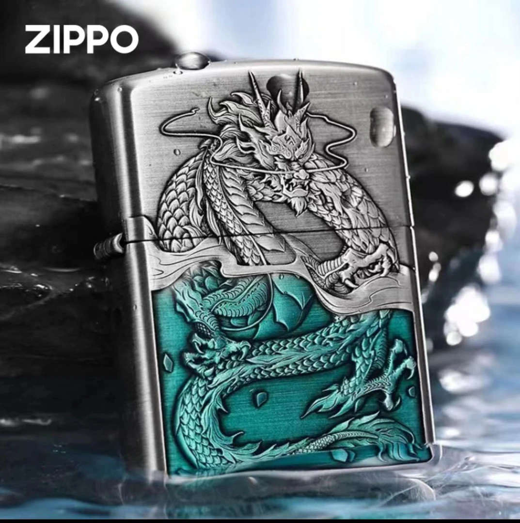 ZIPPO打火机 龙腾四海树脂填充古银打火机男士个性防风 立体 复古